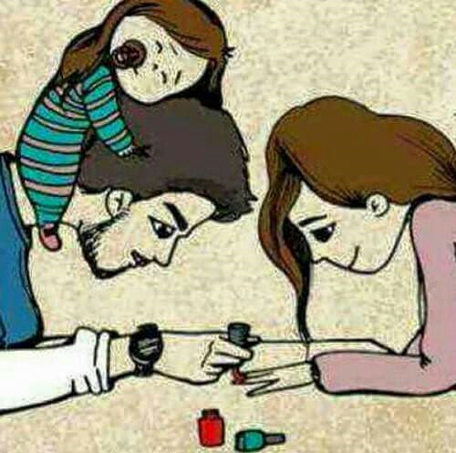 اب وام وطفلة