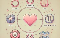 DALL·E 2024 11 13 03.57.42 An image representing loyalty and zodiac signs for women. The image features six zodiac symbols Taurus Cancer Leo Scorpio Sagittarius Aquarius